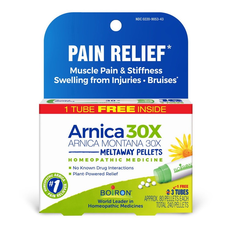 Boiron Arnica 30 X Pain Relief Homeopathic Pellet Tubes, 3 Ea
