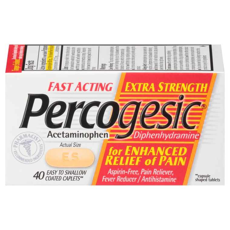 Percogesic Extra Strength Pain Reliever Coated Caplets - 40 Ea