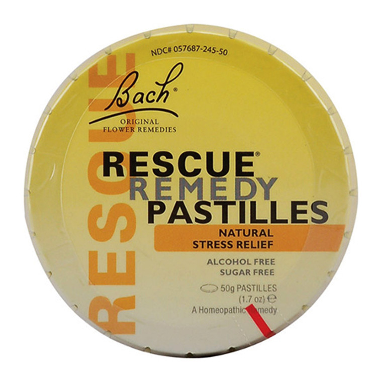 Bach Original Flower Rescue Remedy Pastilles Natural Stress Relief Orange Flavor 1.7Oz (50g)