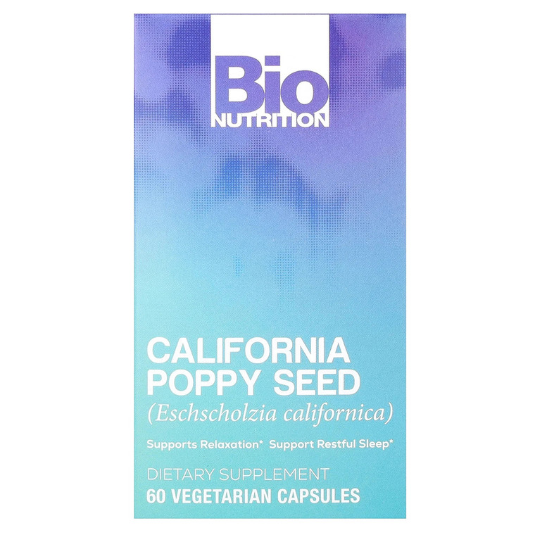 Bio Nutrition California Poppy Seed 500 mg Dietary Supplement Vegetarian Capsules 60Ea