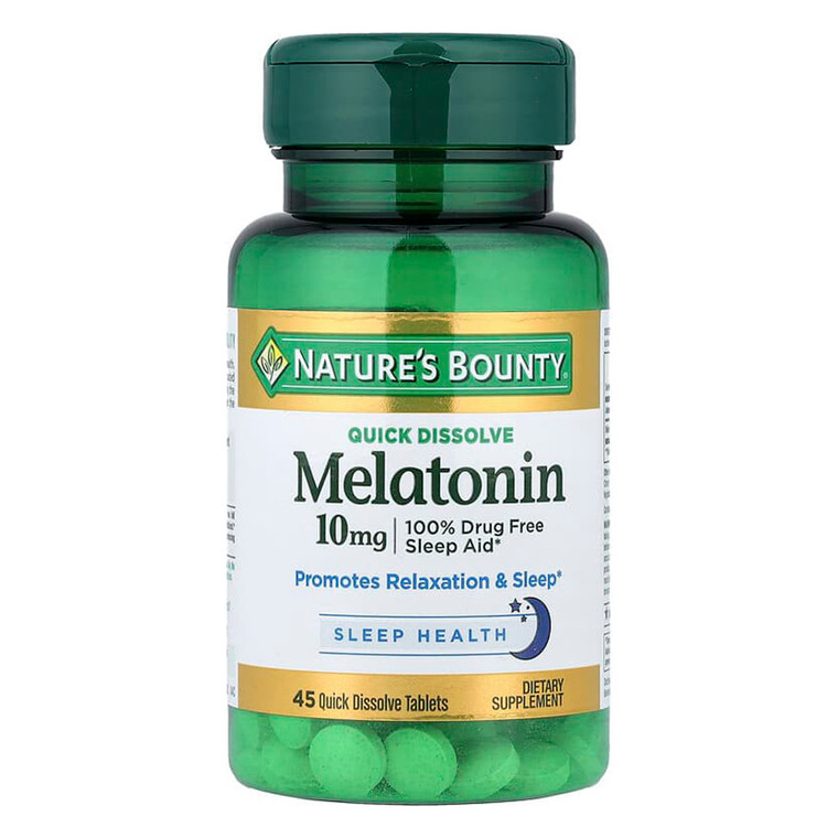 Natures Bounty Quick Dissolve Melatonin 10mg Sleep Aid Tablets Support Relaxation and Sleep 45Ea