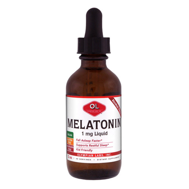 Olympian Labs 1mg Alcohol Free Liquid Melatonin Suports Restful Sleep, 2 oz