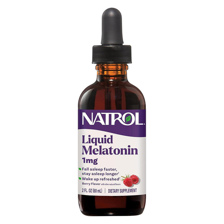 Natrol Sleep Aid Liquid Melatonin 1mg Berry Flavor for Faster and Longer Sleep 2Oz (60ml)