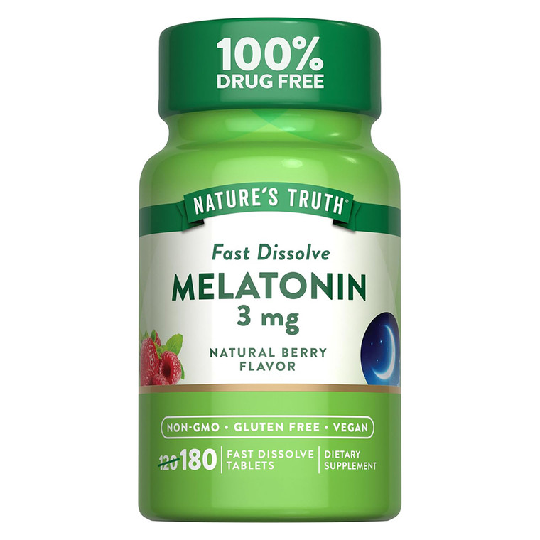 Natures Truth Melatonin 3mg Fast Dissolve Tablets Natural Berry Flavour Support Better Sleep 180Ea