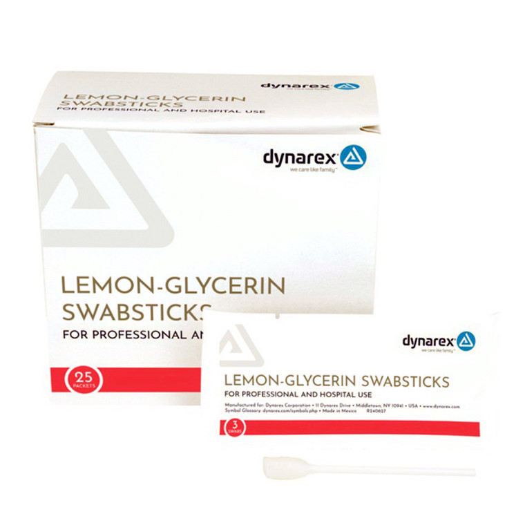 Dynarex Lemon Glycerin Swabsticks - 3/Pack, 25 Ea