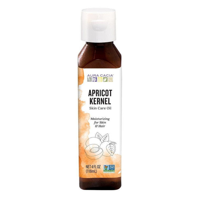 Aura Cacia Apricot Kernel Natural Skin Care Oil Moisturizing and Nourishing Formula 4Oz (118ml)