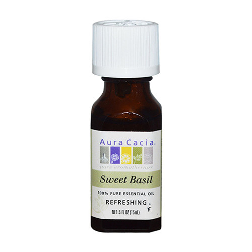 Aura Cacia Sweet Basil, 100% Essential Oil - 0.5 Oz