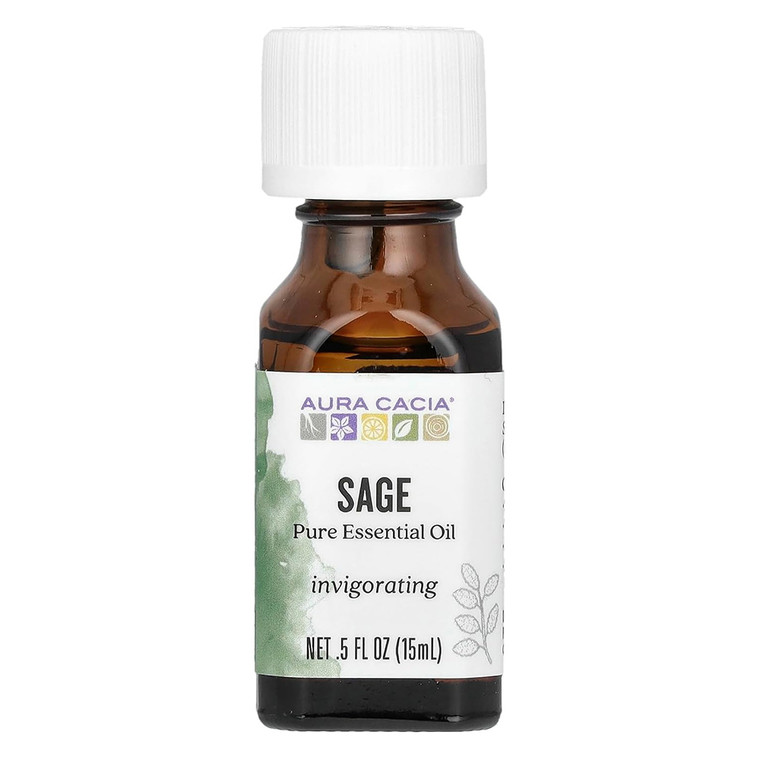 Aura Cacia Clary Sage Essential Oil Pure Aromatherapy and Balancing Support 0.5Oz (15ml)