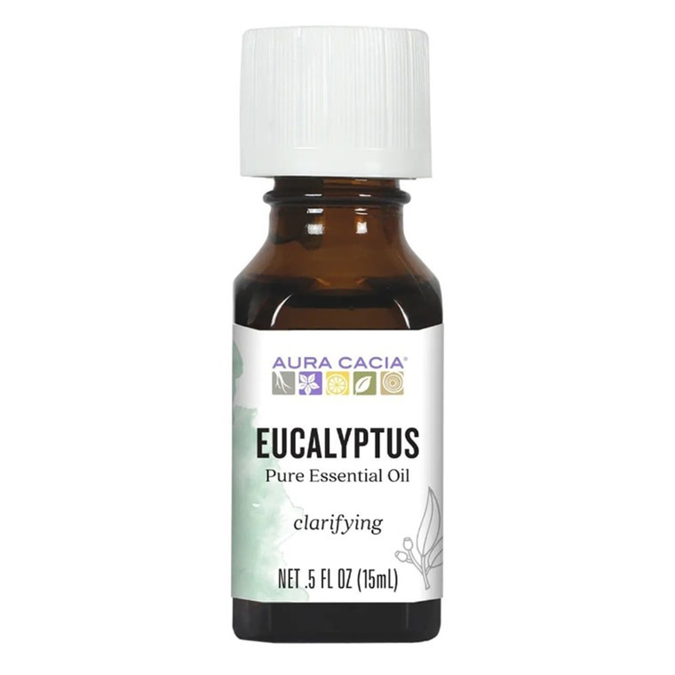 Aura Cacia Eucalyptus Essential Oil E. Globulus Pure Invigorating and Clearing Aromatherapy Formula 0.5Oz (15ml)