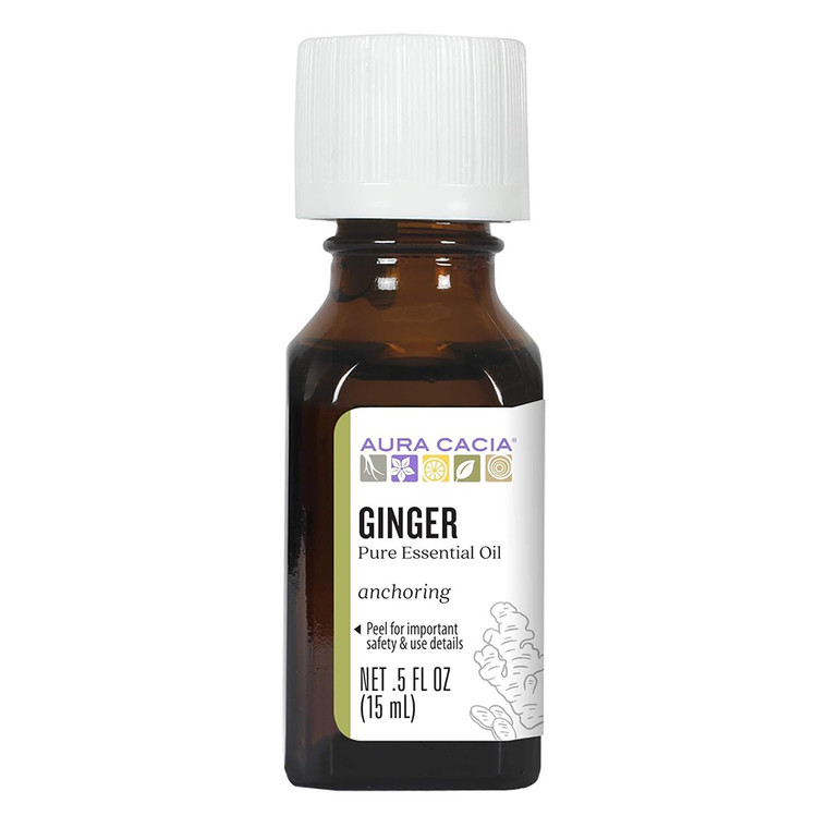 Aura Cacia Ginger Essential Oil Zingiber Officinale Pure Comforting and Energizing Aromatherapy Formula 0.5Oz (15ml)
