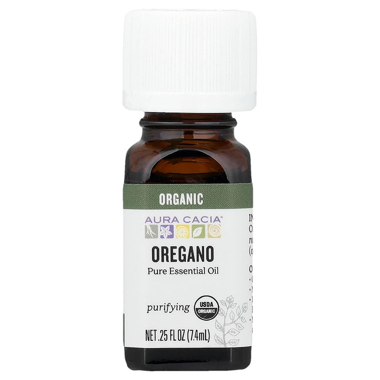 Aura Cacia Oregano Essential Oil Organic Purifying and Antimicrobial Aromatherapy Formula 0.25Oz (7.4ml)