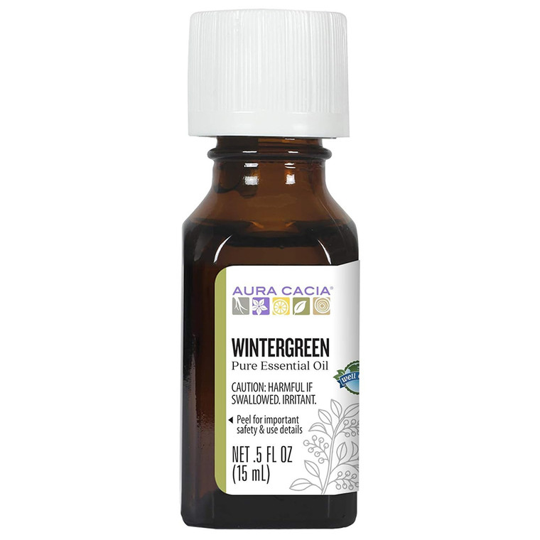 Aura Cacia Wintergreen Essential Oil Pure Cooling and Soothing Aromatherapy Formula 0.5Oz (15ml)