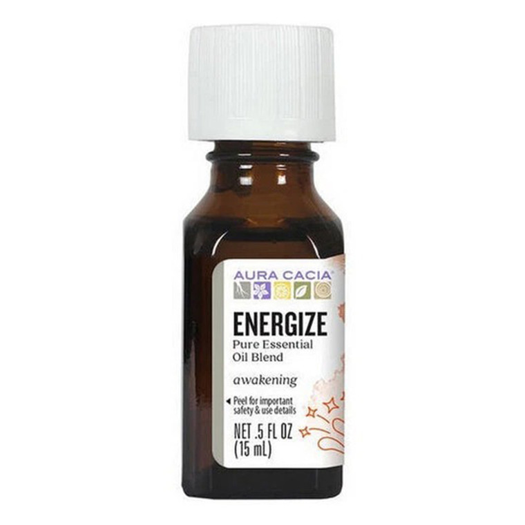 Aura Cacia Energize Essential Oil Blend Uplifting and Invigorating Aromatherapy Formula 0.5Oz (15ml)