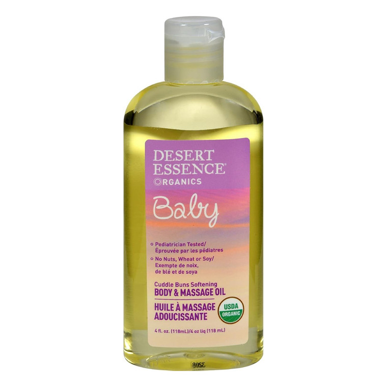 Desert Essence Organics Cuddle Buns Softening Body and Massage Oil Nourishing Formula 4Oz (118ml)