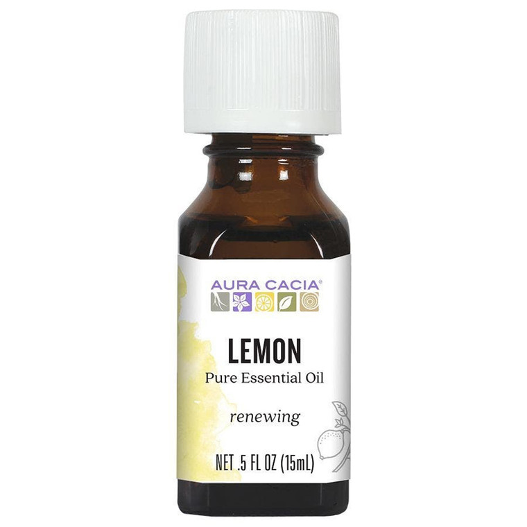 Aura Cacia Lemon Essential Oil 100% Pure Aromatherapy Uplifting and Refreshing Formula 0.5Oz (15ml)