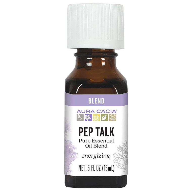 Aura Cacia Essential Oil Solutions Pep Talk Aromatherapy Blend for Energy and Motivation 0.5Oz (15ml)