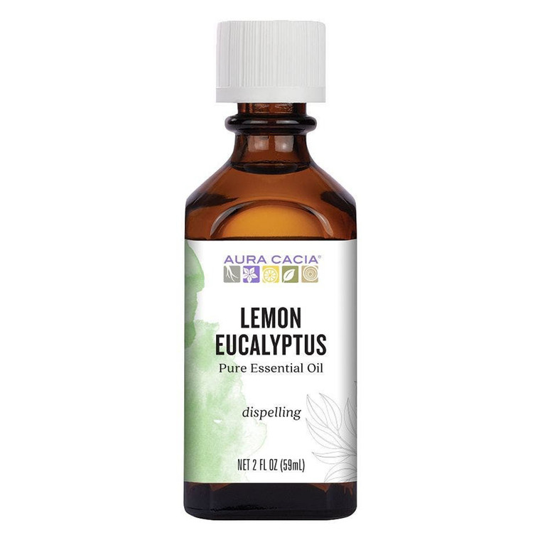 Aura Cacia Lemon Eucalyptus Essential Oil 100% Pure Awakening and Refreshing Aromatherapy Formula 2Oz (59ml)