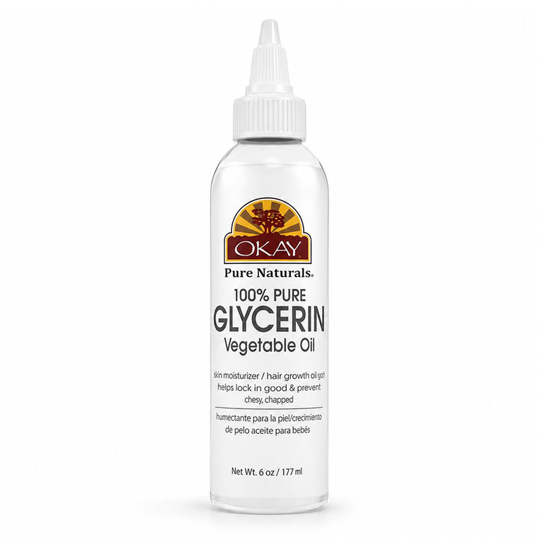 Okay Pure Naturals Glycerin Vegetable Oil for Hair and Skin 6Oz (177ml)