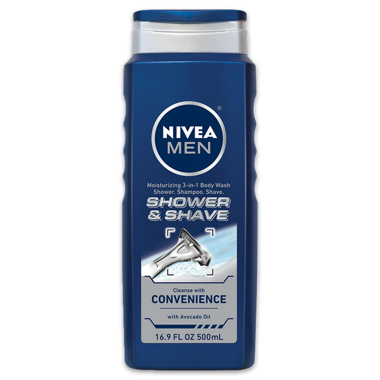 Nivea For Men Active Shower And Shave Body Wash, 16.9 Oz