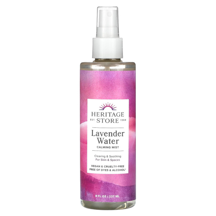 Heritage Store Lavender Flower Water Calming Facial Mist and Toner Aromatherapy Spray 8Oz (237ml)