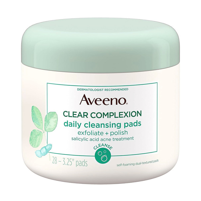 Aveeno Clear Complexion Daily Cleansing Pads for Gently Exfoliating and Clarifying Skin 28Ea