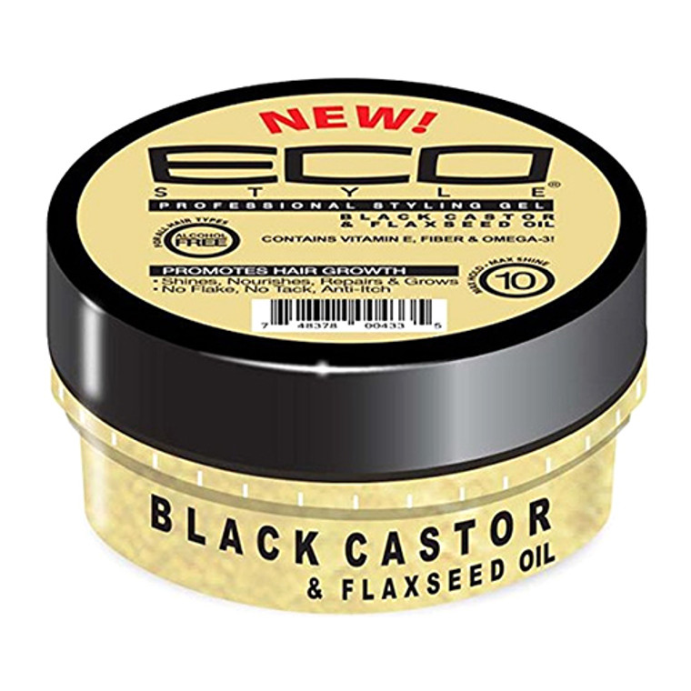 Professional Styling Gel Black Castor And Flaxseed Oil By Eco Style, 3 Oz