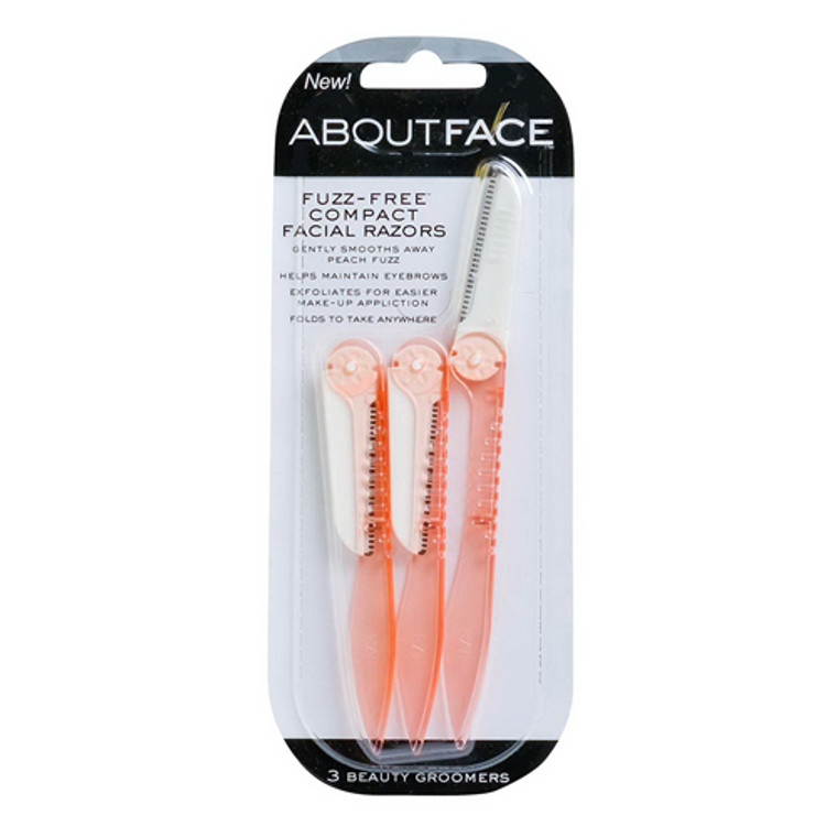 About Face Fuzz-Free Folding Facial Razors, 3 Ea