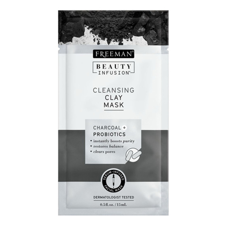 Cleansing Clay Mask Charcoal And Probiotics Sachet By Freeman Beauty Infusion, 0.5 Oz