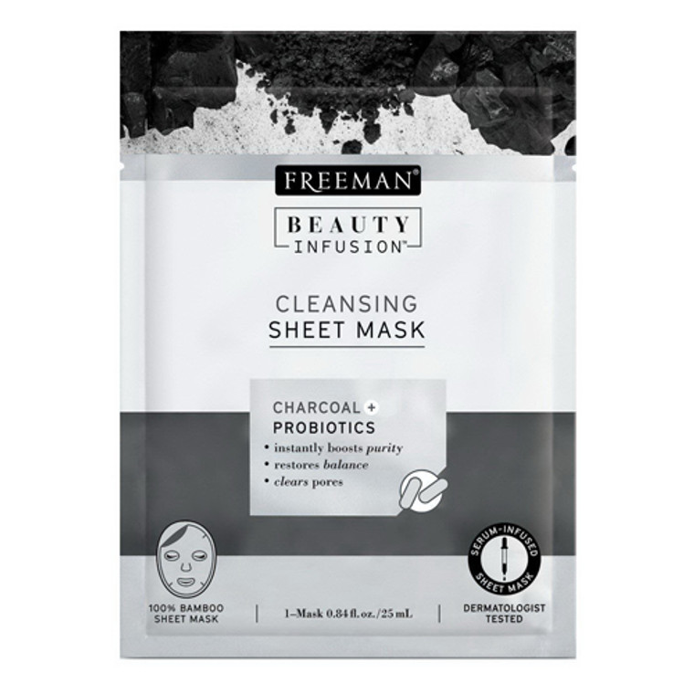 Cleansing Sheet Mask Charcoal And Probiotics By Freeman Beauty Infusion, 0.84 Oz