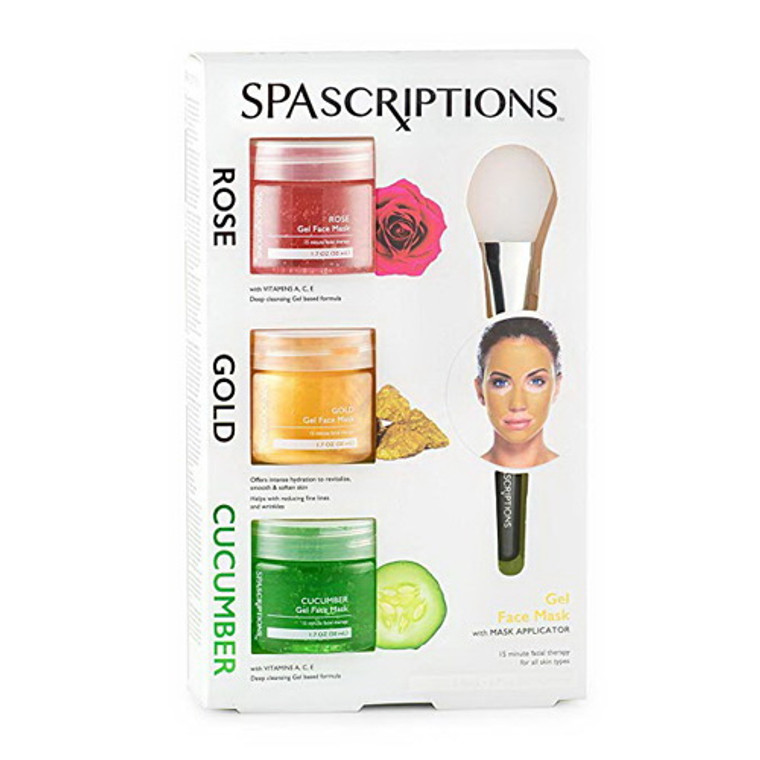 Spascriptions Rose, Gold and Cucumber Trio Gel Face Mask with Applicator, 1 Ea