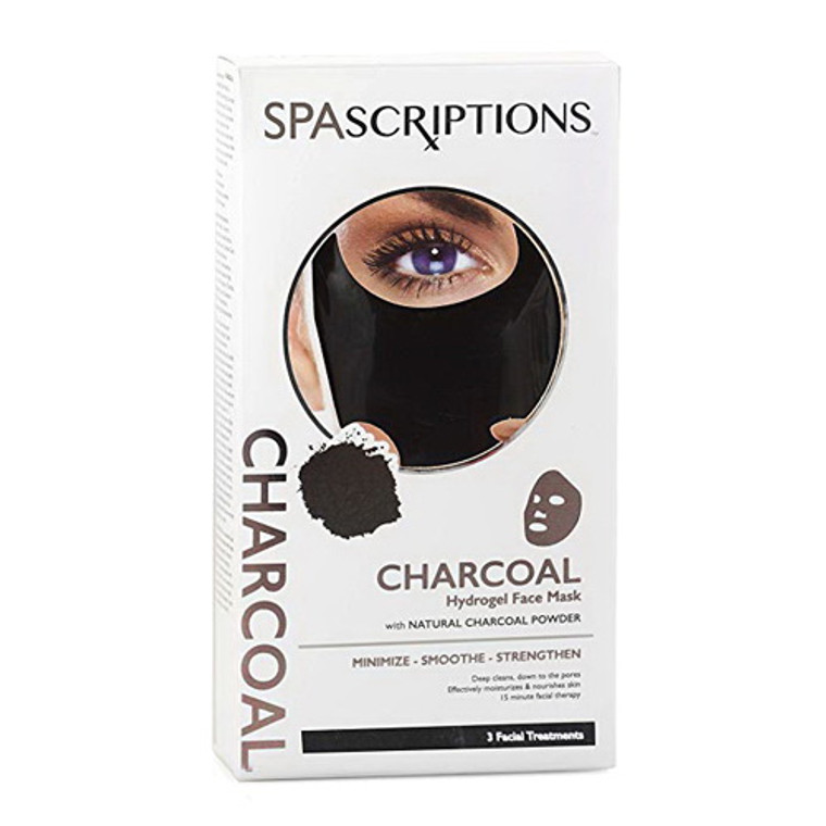 Spascriptions Charcoal Hydrogel Face Mask with Charcoal Powder, 3 Ea