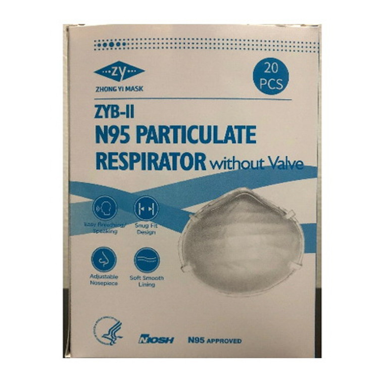 Zhong Yi Zyb II N95 Particulate Respirator Mask without Valve, 20 Ea