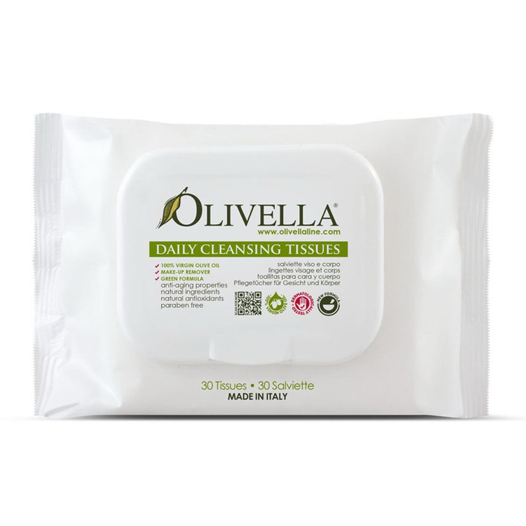 Olivella Olive Oil Daily Facial Cleansing Tissues, 30 Ea