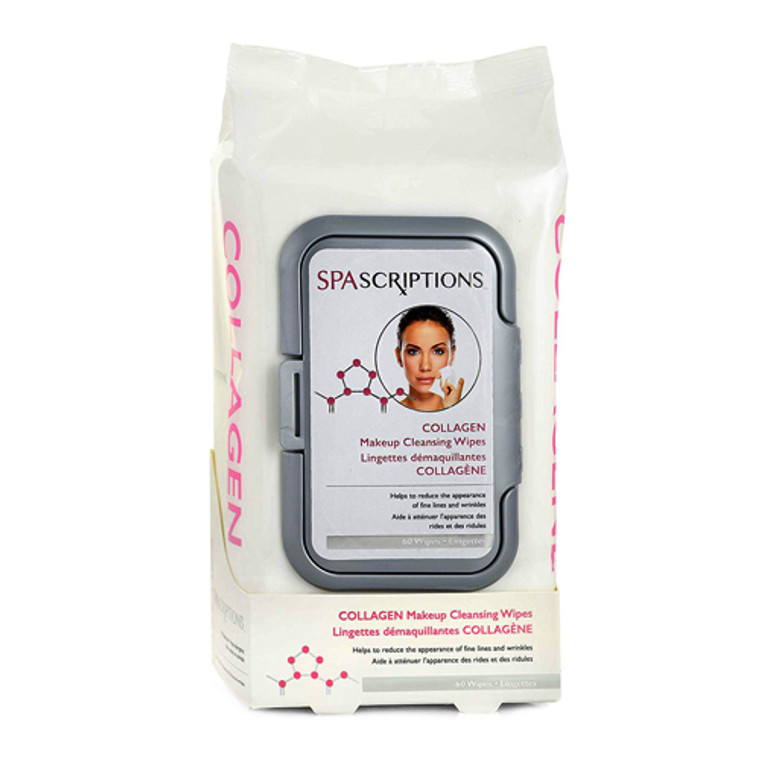 Spascriptions Collagen Makeup Cleansing Wipes, 60 Ea