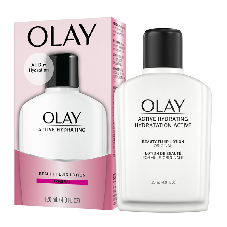 Olay Active Hydrating Beauty Fluid Face Lotion Original for All Day Hydration 4Oz (120ml)