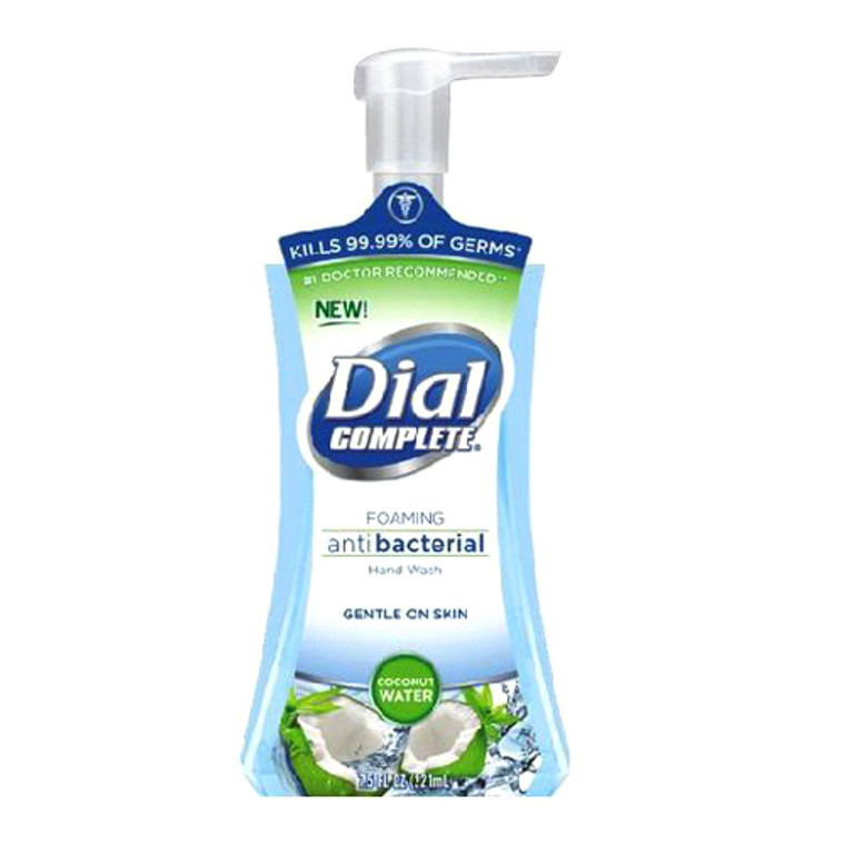 Dial Complete Coconut Water Foaming Antibacterial Hand Wash, Clear Blue - 7.5 Oz
