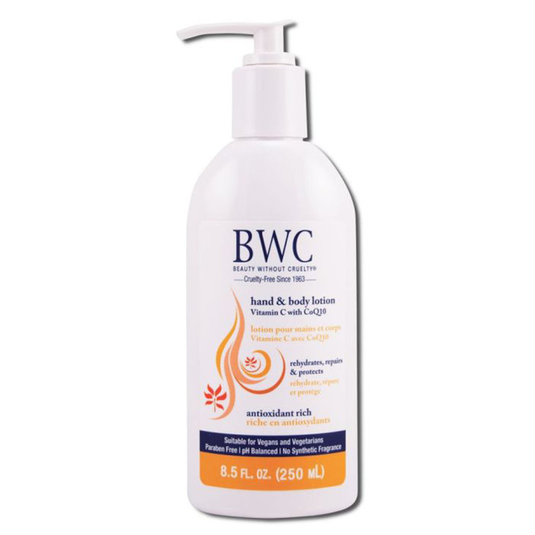 BWC Hand and Body Lotion Vitamin C with CoQ10 Antioxidants Rich Rehydrates Repair and Protects Skin 8.5Oz (250ml)