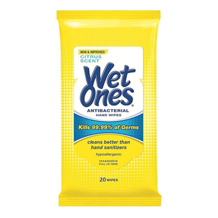 Wet Ones Antibacterial Citrus Scent Hand Wipes, 20 Ea