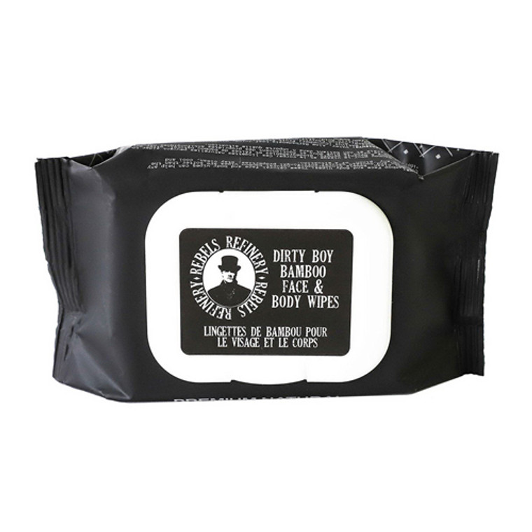 Rebels Refinery Dirty Boy Bamboo Face and Body Wipes, 30 Ea