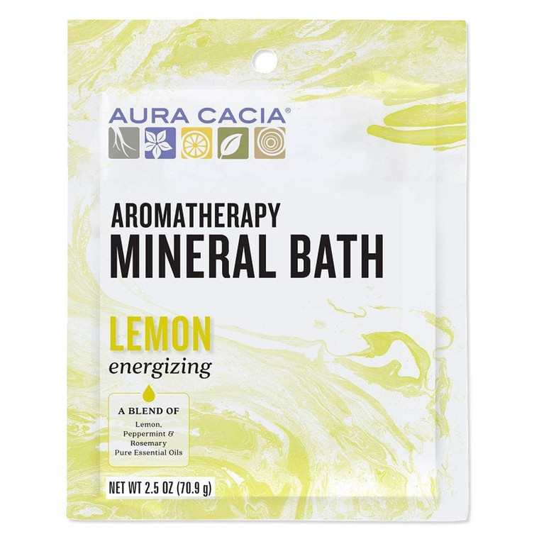 Aura Cacia Aromatherapy Mineral Bath Lemon Energizing Refreshing and Uplifting Soak 2.5Oz (70.9g)