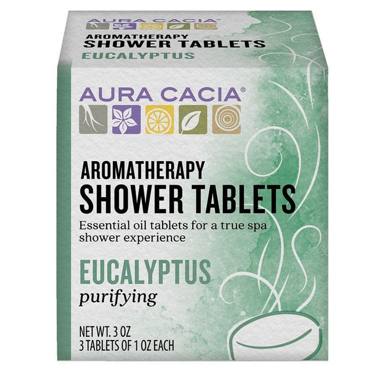 Aura Cacia Purifying Eucalyptus Aromatherapy Shower Tablets Invigorating and Clearing Formula 3Oz