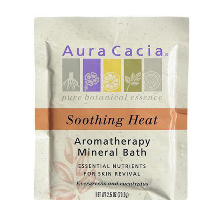 Aura Cacia Soothing Heat Aromatherapy Mineral Bath, Evergreen And Eucalyptus Oil - 3 Oz