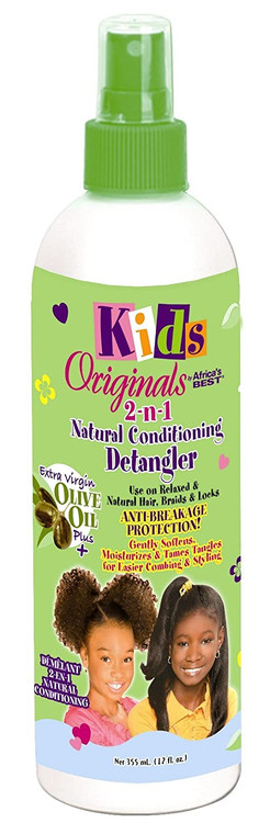 Africas Best Kids Originals 2 N 1 Natural Conditioning Hair Detangler for Easier Combing and Styling 12Oz (355ml)