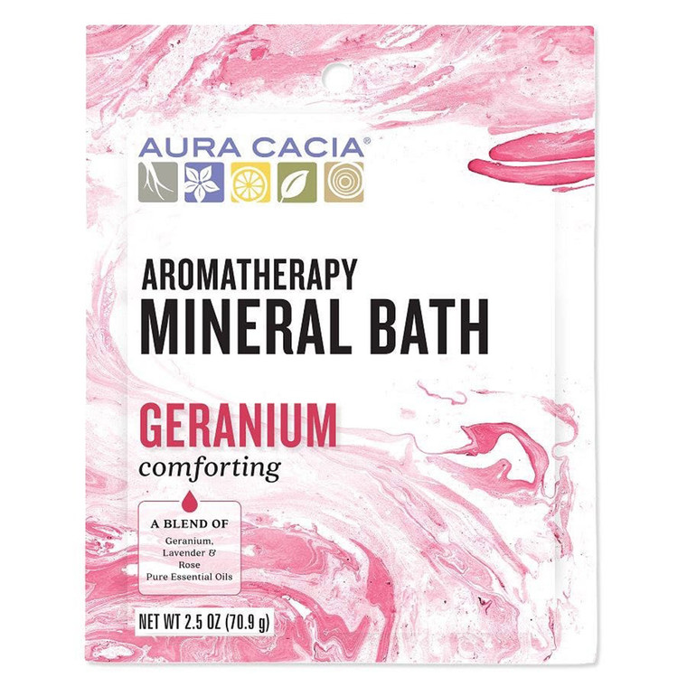 Aura Cacia Heartsong Aromatherapy Mineral Bath Geranium Lavender Rose Comforting and Romantic Soak 2.5Oz (70.9g)