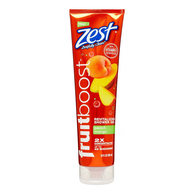 Zest Fruit Boost Revitalizing Shower Gel, Peach Mango, 10 oz