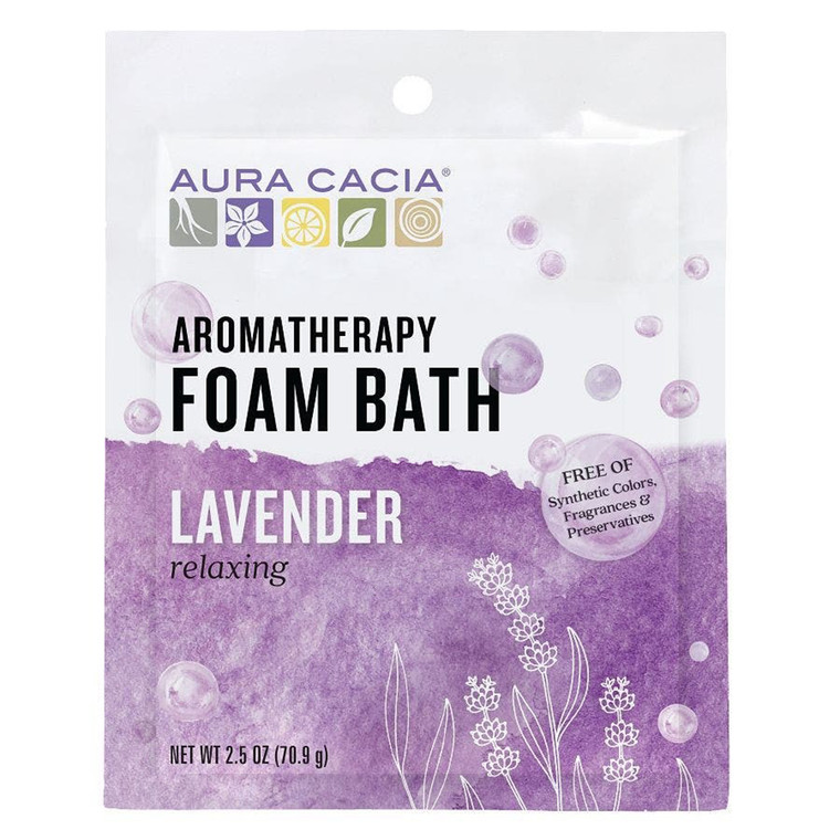 Aura Cacia Aromatherapy Foam Bath Calming and Relaxing Lavender Gentle Aromatherapy Soak 2.5Oz (70.9g)