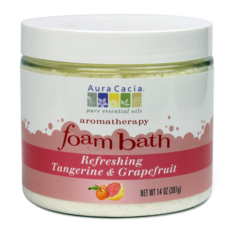 Aura Cacia Aromatherapy Refreshing And Awakening Foam Bath, Tangerine And Grapefruit - 14 Oz