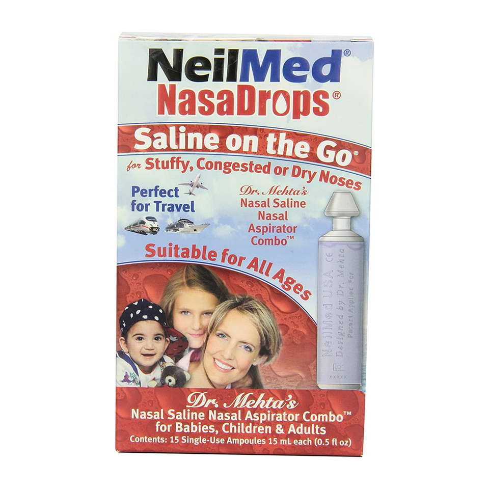 Neil Med Nasal Drops Saline Vials, 15 Single-Use Ampoules, 0.5 Oz