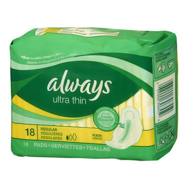 Life Brand Maxi Pads Regular Ultra Thing, with Wings - 18 ea