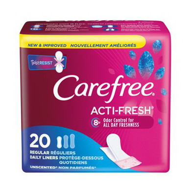 Carefree Acti-Fresh Body Shape Regular Pantiliners, Unscented, 20 Ea 